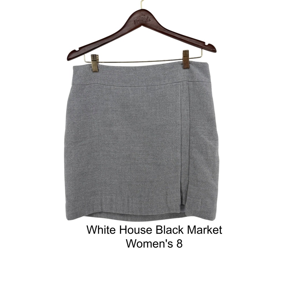 NWT White House Black Market Grey Boot Skirt Women 8 Side Zip Business ($88)